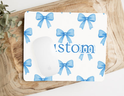 Blue Bows Mousepad - Personalization Available