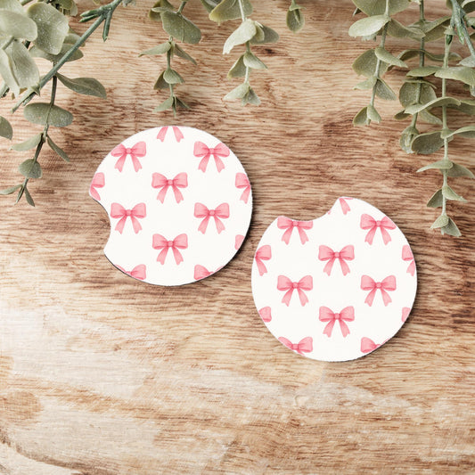 Pink Bows Coasters - Universal Fit - Personalization Available