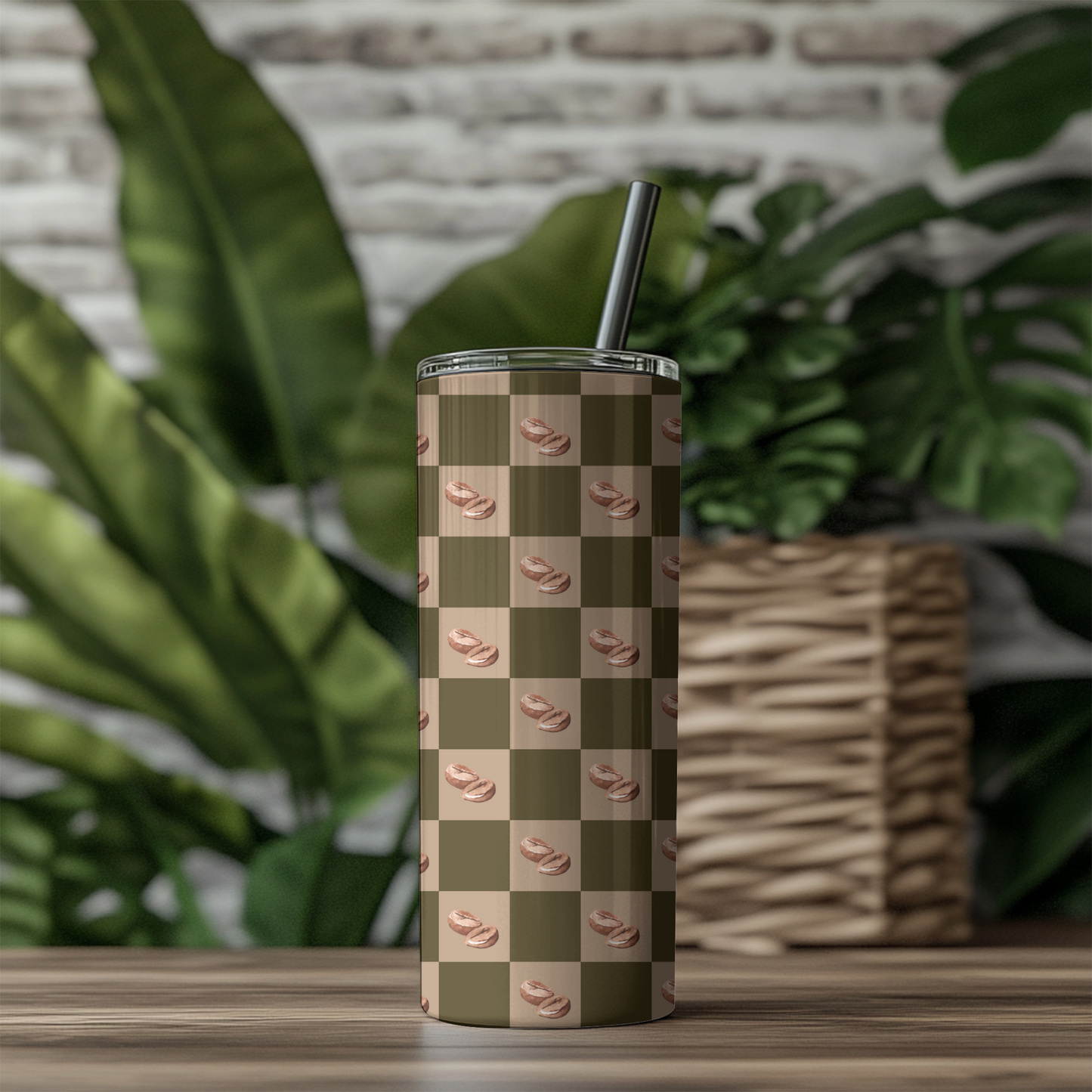 Checkered Coffee Bean 20oz Tumbler