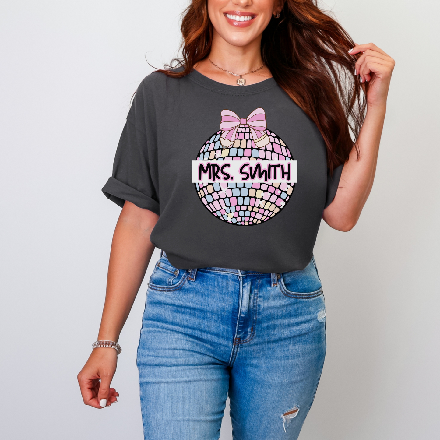 Custom Name Pastel Disco Ball Tee