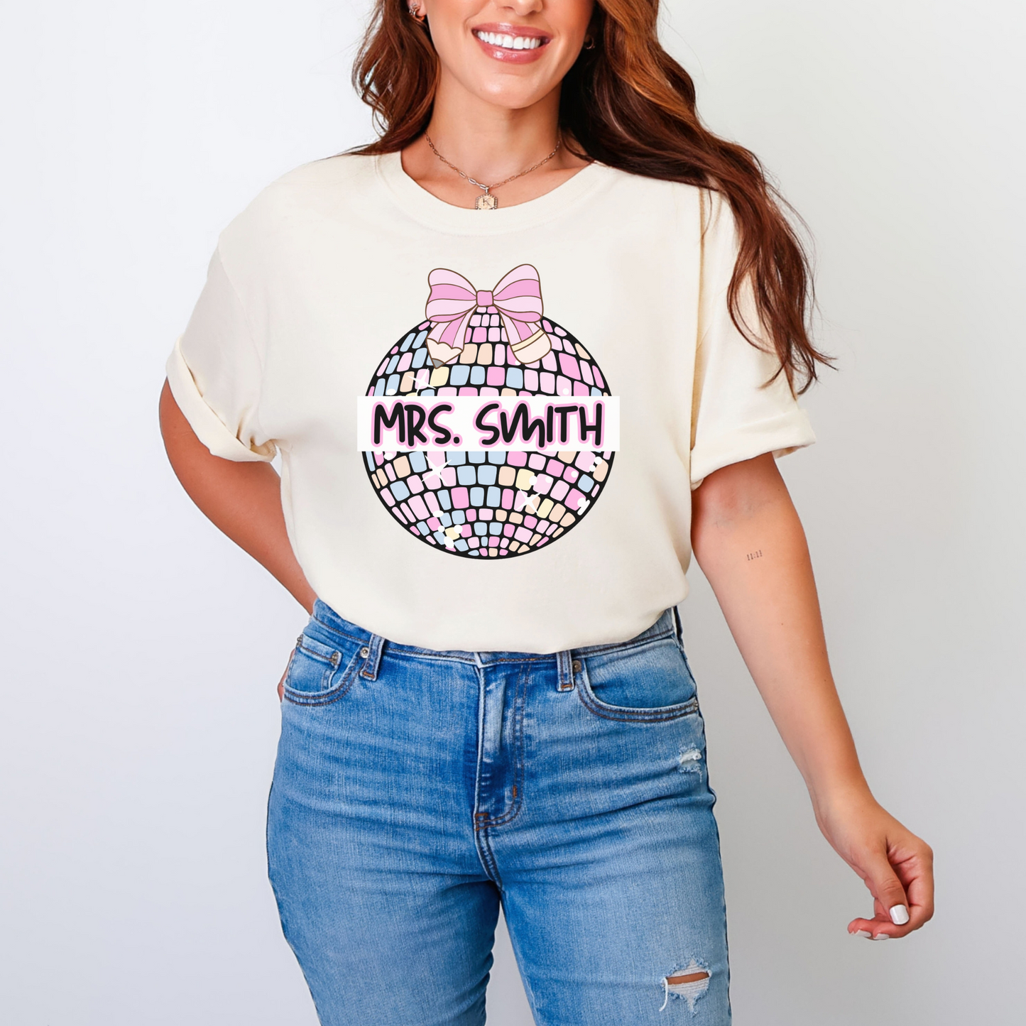 Custom Name Pastel Disco Ball Tee