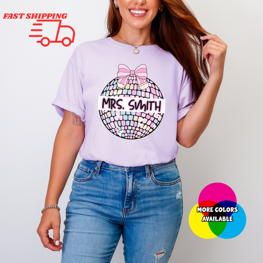 Custom Name Pastel Disco Ball Tee