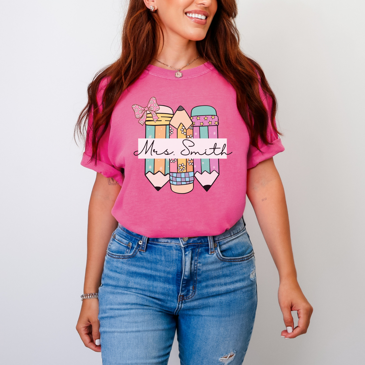 Custom Name Groovy Pencil Graphic Tee