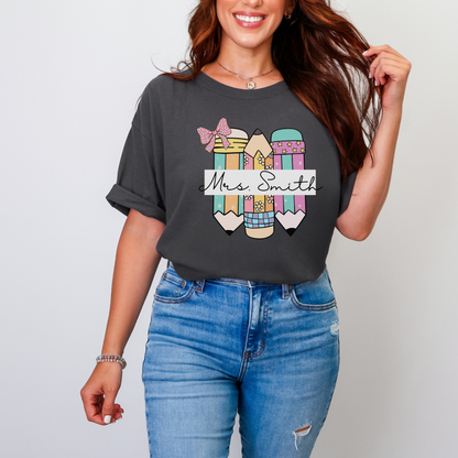 Custom Name Groovy Pencil Graphic Tee