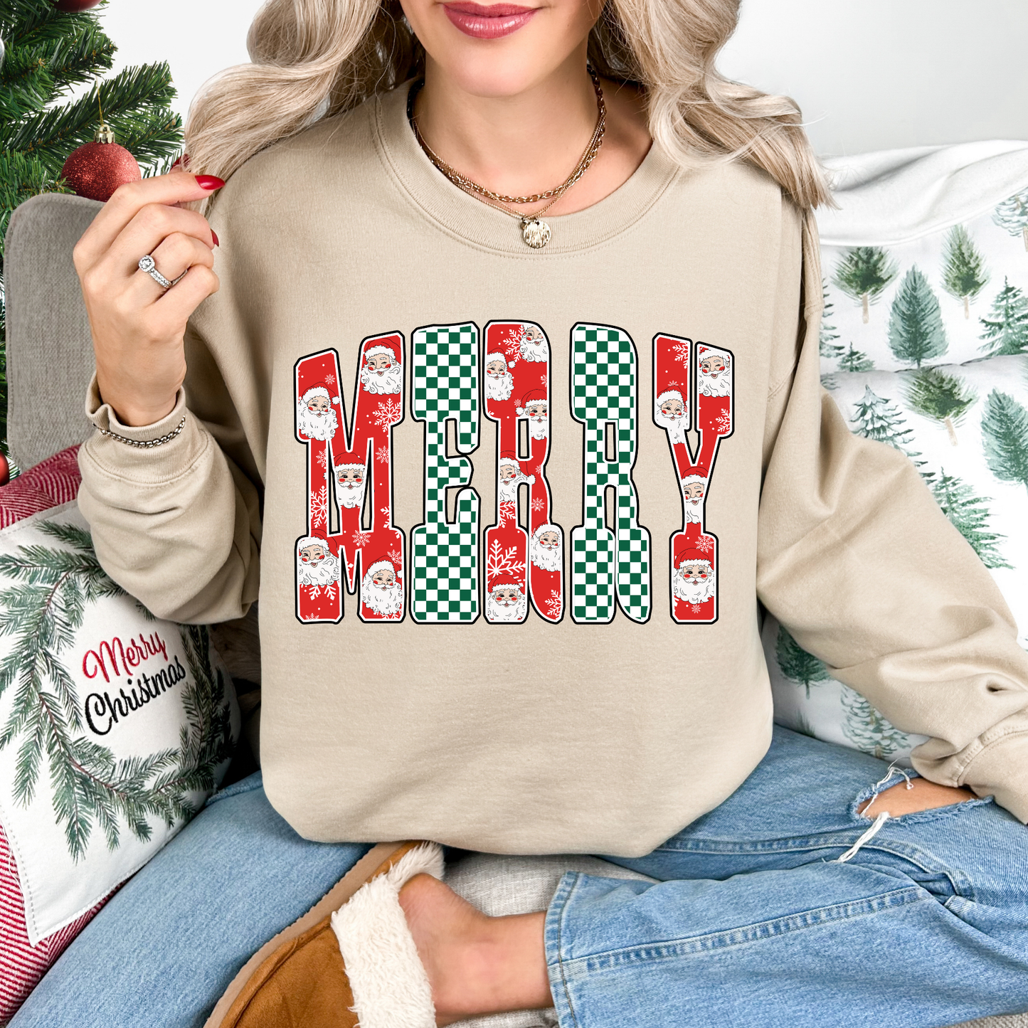 Merry Retro Christmas Crewneck