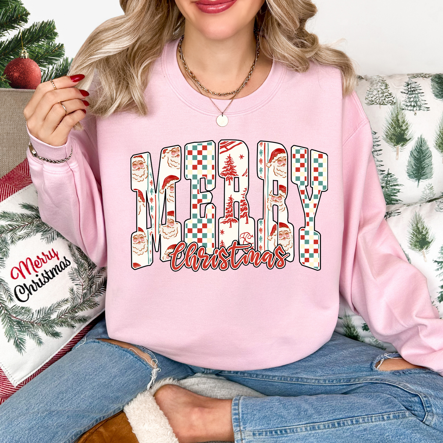 Checkered Merry Christmas Crewneck