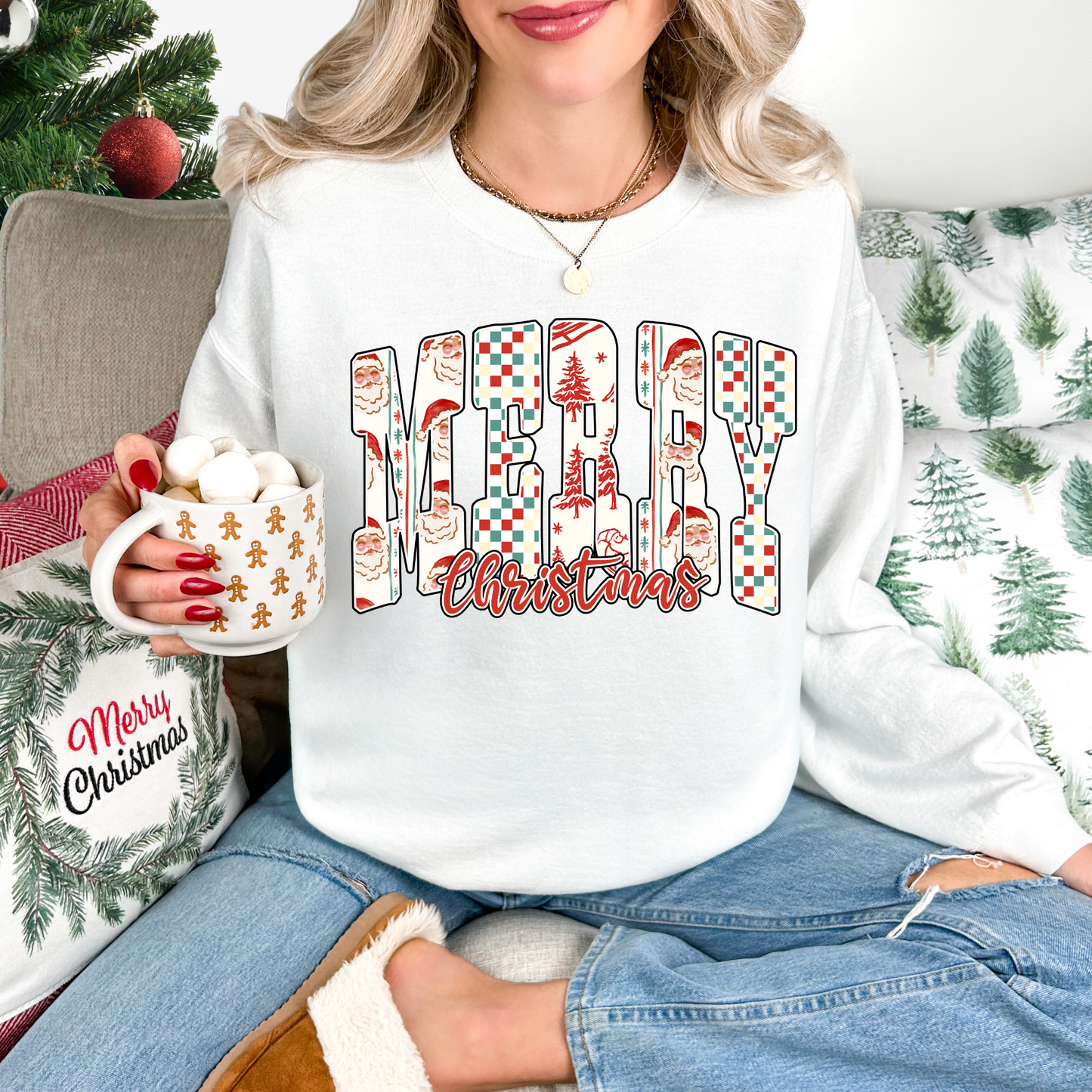 Checkered Merry Christmas Crewneck