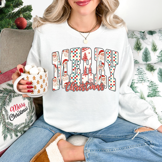 Checkered Merry Christmas Crewneck
