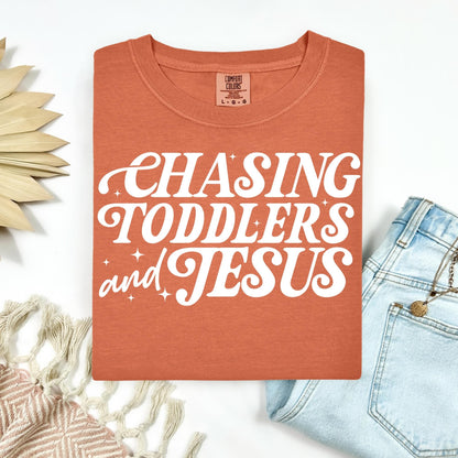 Chasing Toddlers and Jesus Tee