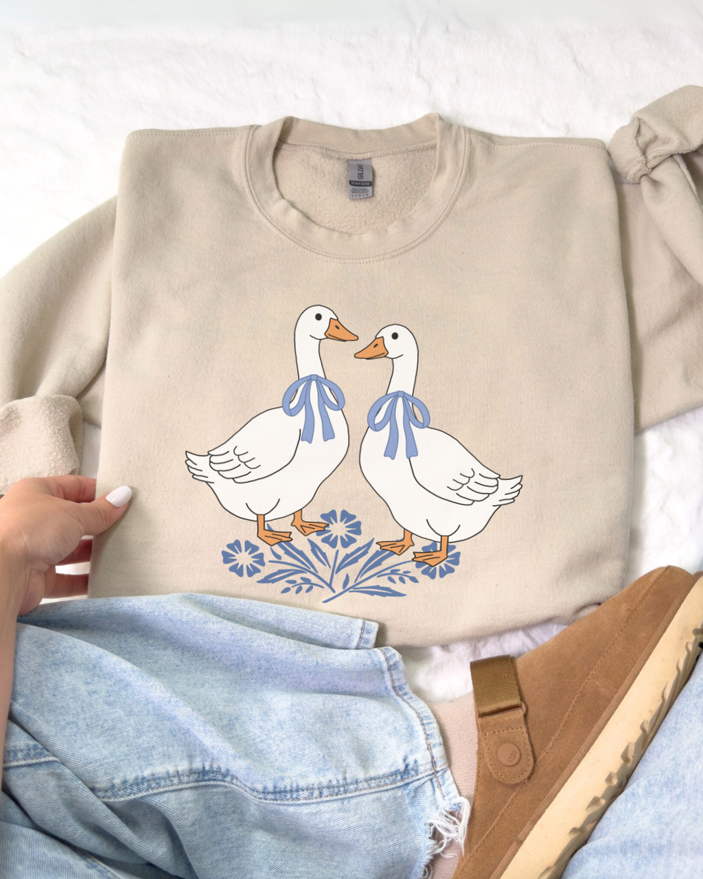 Cornflower Geese Crewneck